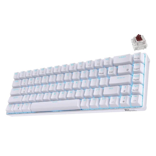 ROYAL KLUDGE G68 TRI-MODE RGB 68 KEYS HOT SWAPPABLE MECHANICAL KEYBOARD WHITE (BROWN SWITCH) | Default Title