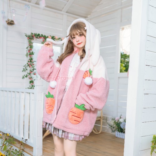 Fluffy Bunny Zip Up Hoodie - XL