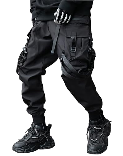 Niepce Inc Men's Japanese Streetwear Techwear Cargo Pants with Design - X-Large - Black2