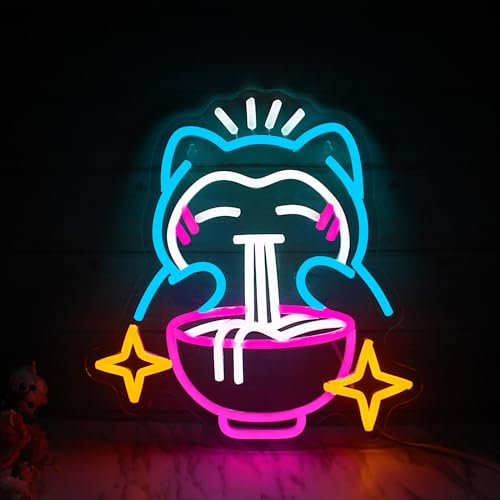 Led Ramen neon Light Cute Bear Noodles Dimmable USB Neon Signs For Resturant Home Bar Kitchen Dinning Room Cafe Japanese Noodle Shop Wall Decorations （Colorful） - blue