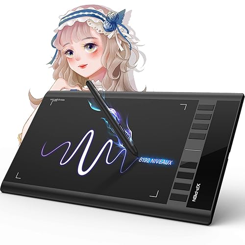 XP-PEN Star03V2 Tablette Graphique 12 Pouces avec Stylet Passif 8192 Niveaux et 8 Raccourcis Pallette Dessin Numérique - Compatible avec Windows Mac Chromebook - Star03V2