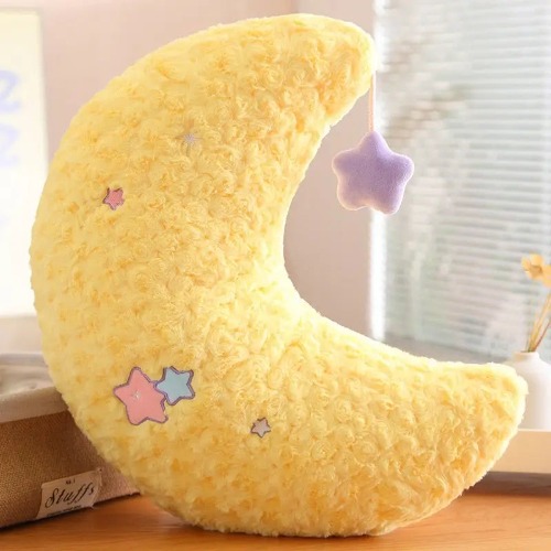 Pastel Magic Moon and Star Pillow for Dreamy Comfort - Yellow Moon