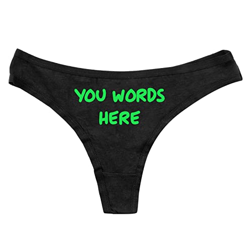 Custom Personalized Thong, With Your Words Custom Thong,Customized Thong Lingerie - Large - Green