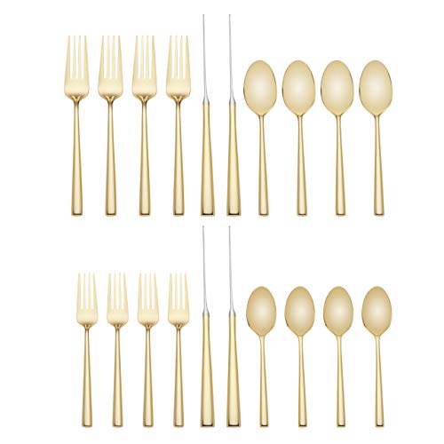 Kate Spade New York Malmo Gold 20-Piece Flatware Set, 4.30 LB, Metallic - 20-Piece Flatware Set, Gold