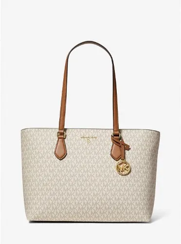 Valerie Large Logo Tote Bag | Michael Kors - colour Vanilla/Acorn