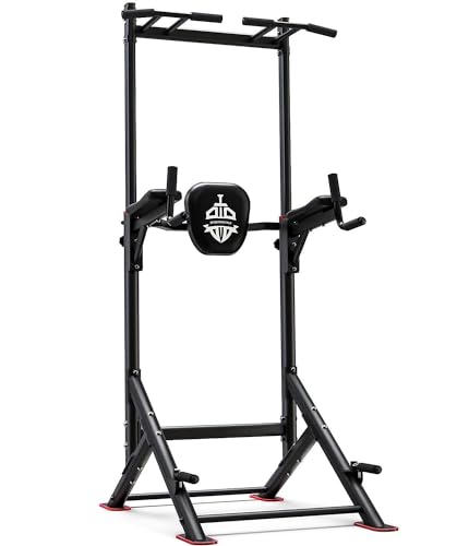 Sportsroyals Power Tower Pull Up Dip Station Assistive Trainer Multi-Function Home Gym Strength Training Fitness Equipment 440LBS - Black-02