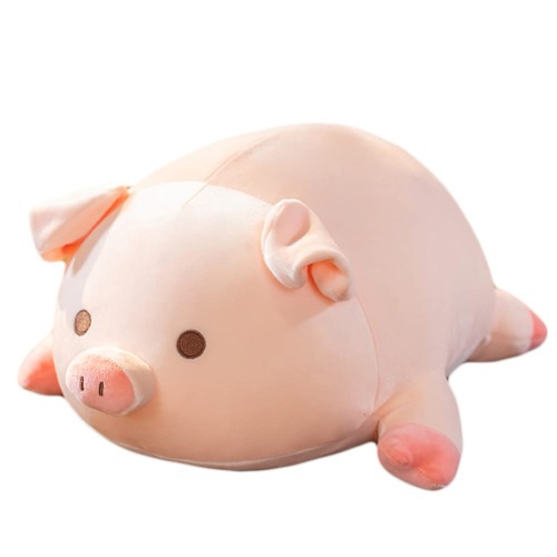 Pig Stuffed Animal Hugging Pillow, Soft Fat Pig Plush Toy Gifts for Kids, Valentine, Christmas (Round Eyes, 19.7") - round eyes 50 cm