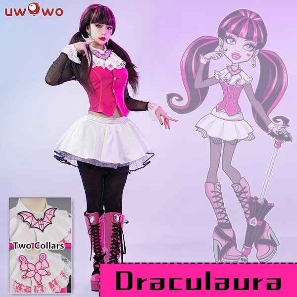 S-3XL INSTOCK Uwowo Upgrade Draculaura G1 Pink Suit Vampire Anime Female Halloween Cosplay Costumes - S