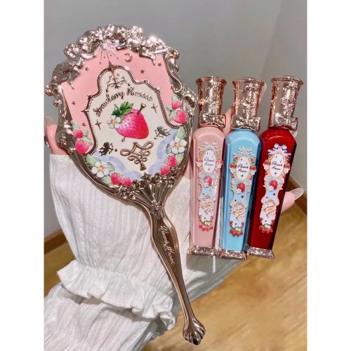 Glittering Strawberry Berry Angelic Makeup Mirror for Vanity Display - Pink
