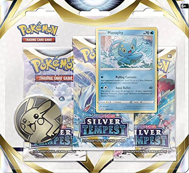 Pokémon Silver Tempest Triple Pack (3 Boosters & Manaphy Foil Promo Card)