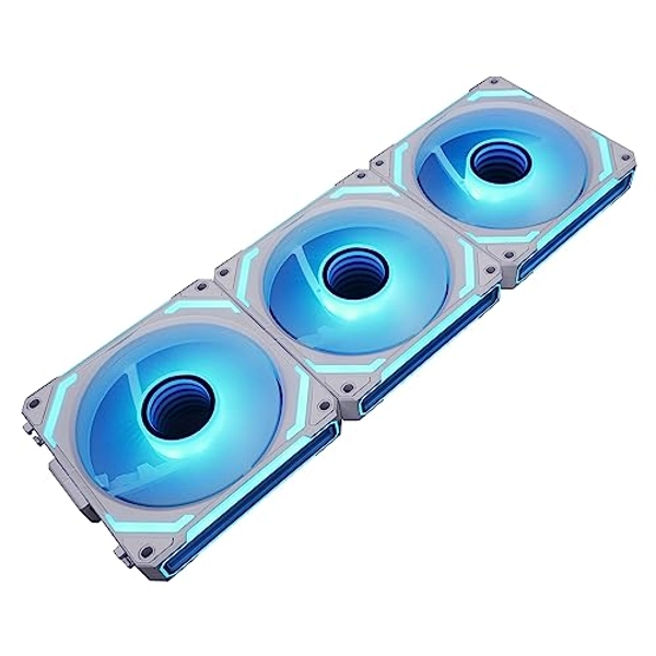 TZMRIT Block Fan Module 120mm,Rgb Fan 120mm,Infinity Mirror Module Daisy-Chain ARGB Fan 120mm Triple Pack with Controller,White