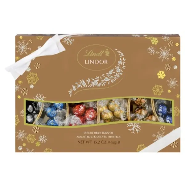 Lindt LINDOR Holiday Deluxe Assorted Chocolate Truffles Gift Box, 15.2 oz. (2021)