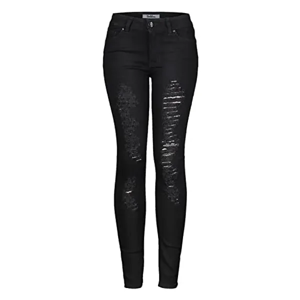 
                            2LUV Women's Stretchy 5 Pocket Destroyed Dark Denim Skinny JeansÂ
                        