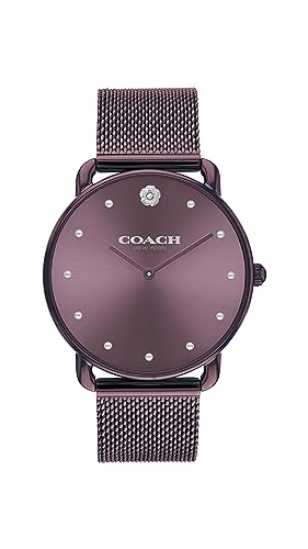 COACH Elliot Women's Watch | Elegant and Sophisticated Style Combined | Premium Quality Timepiece for Everyday Wear | Water Resistant - 3 ATM/30 Meters - Purple/Tea Rose Dial
