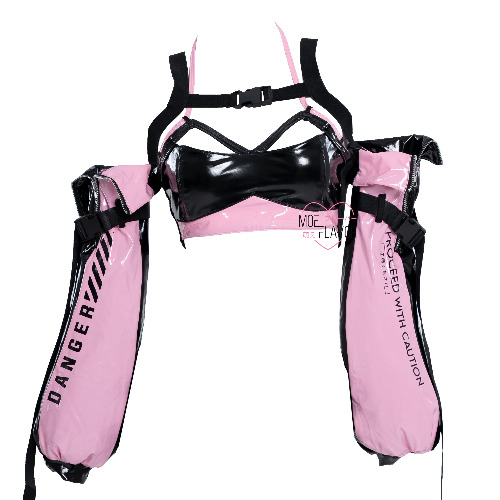 Danger Cyber Cat Outfit - Pink & Black / Top / M/L