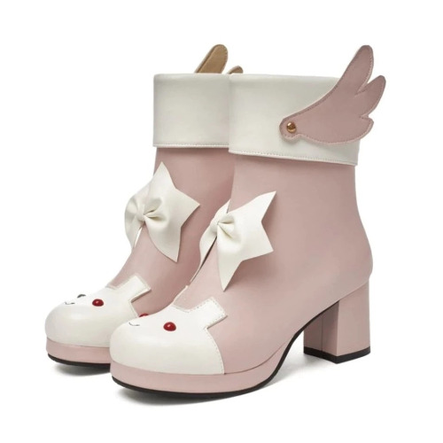 Winged Bunny Booties - Pink / 8.5