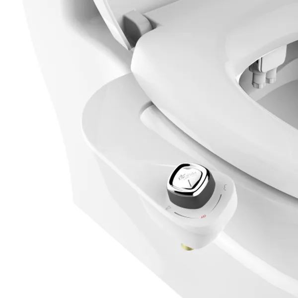 SlimEdge Simple Bidet Toilet Attachment in White with Dual Nozzle, Fresh Water Spray, Non Electric, Easy to Install, Brass Inlet and Internal Valve