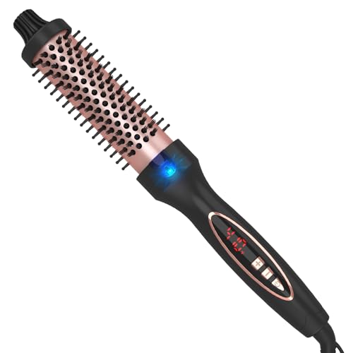 PHOEBE New Upgrade 1.25 Inch Thermal Brush Create Loose & Volume Curls Digital Display 9 Heat Settings Tourmaline Ionic Hair Curler 1 1/4 Inch Curling Iron Brush Dual Voltage for Traveling - Black
