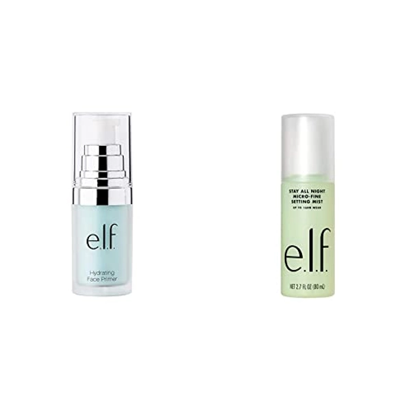 e.l.f Hydrating Face Primer, Lightweight, Long Lasting, Creamy, Hydrates, Smooths, Fills in Pores and e.l.f. Stay All Night Micro-Fine Setting Mist, 16HR Wear, Hydrating & Refreshing, 2.7 Fl Oz (80mL)