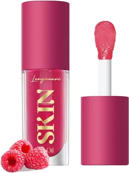 LANGMANNI Moisturizing Lip Oil,No-Sticky Lip Gloss Lip Balm Lip Care,Fruit Flavoured Lip Oil For Dry Lip's Moisturizing Hydrating And Nourishing ((Raspberry))