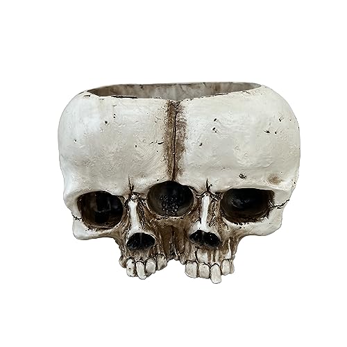Skull Planter Pots for Indoor Plants, Skull Plant Pot Head Yard Art Outdoor and Garden Decor Outside Spring Skull Flower Pot for Home Decorations Birthday Gag Gifts Halloween (Double skull)