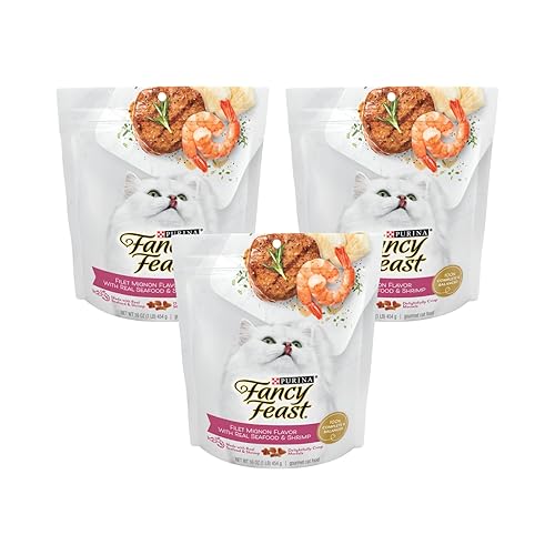 Fancy Feast Purina Filet Mignon Flavor with Real Seafood & Shrimp Dry Cat Food, 16 OZ (Pack of 3)