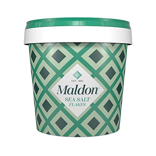 Maldon Salt, Sea Salt Flakes, 20 oz (570 g), Resealable Tub, Kosher, Natural, Handcrafted, Gourmet, Pyramid Crystals