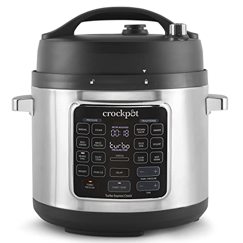 Crockpot Turbo Express Pressure Multicooker | 14-in-1 Functions | Slow Cooker, Steamer, Pressure Cooker &amp; More | 5.6L (6+ People) | Energy Efficient | [CSC062],Black/Silver