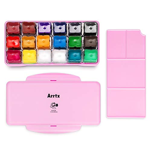 Arrtx Gouache Paint Set, 18 Colors x 30ml Paint Set, Unique Jelly Cup Design with Portable Case Gouache, Perfect for Oil, Acrylic Painting & More (Pink) - Pink