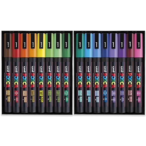 Posca PC-3M Paint Marker Art Pens - 0.9-1.3mm – Full Spectrum Set of 16 Pens in 2 Gift Boxes