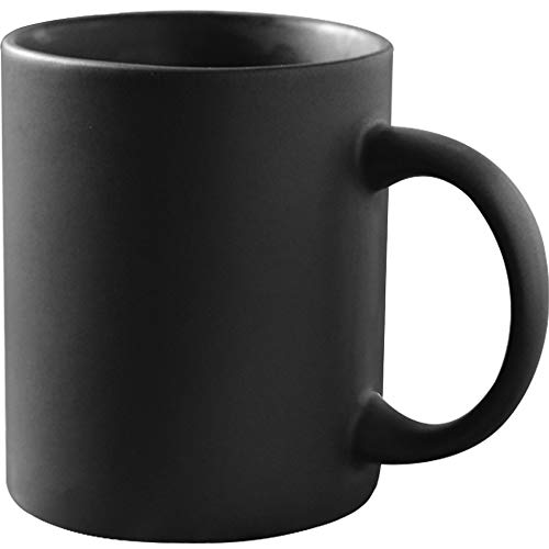 12 oz Matte Black Porcelain Coffee Mug, Smilatte Classic Ceramic Cup with Hanlde for Latte Cappuccino Tea - Black - 1 Count (Pack of 1)