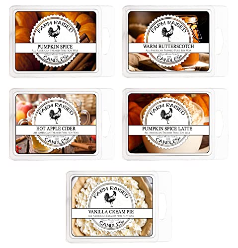 Spice Mix 5 Pack - USA Made - Farm Raised Wax Melts - Wax Melts Wax Cubes - 16 Ounces - 100% Soy Natural Wax Melts. Vanilla Wax Melts Variety, Pumpkin Wax Warmer Melts.