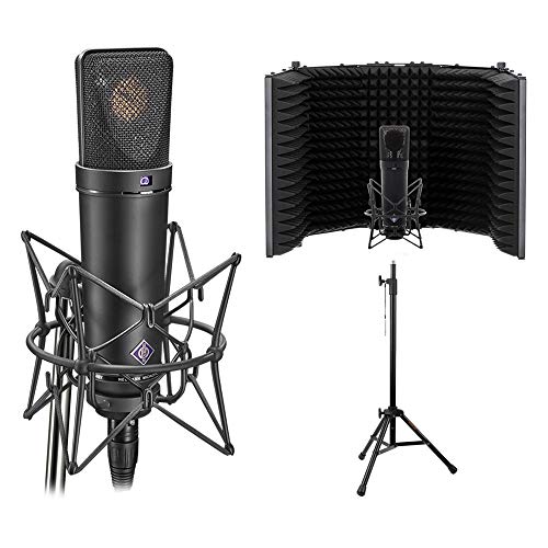Neumann U 87 Ai Condenser Microphone (Studio Set, Black) with RF-5P-B Reflection Filter & Reflection Filter Mic Stand Bundle