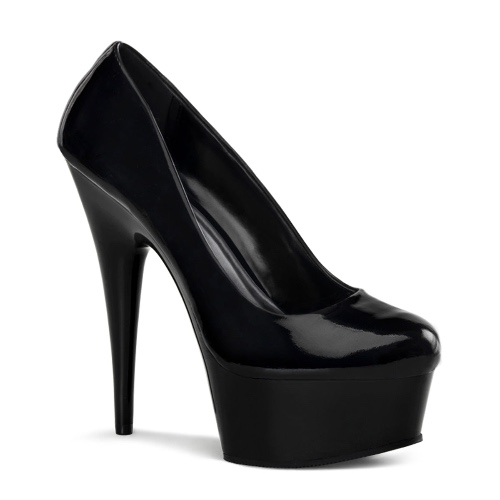 DELIGHT-685 6" Heel Black Patent  Stripper Platforms High Heels | 8 uk (41 Europe - 11 Usa) / Black Patent