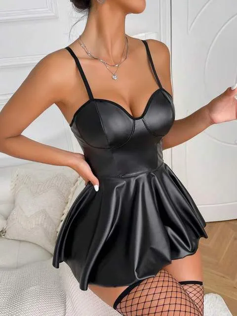 Women PVC Lingerie Sexy Party Dress