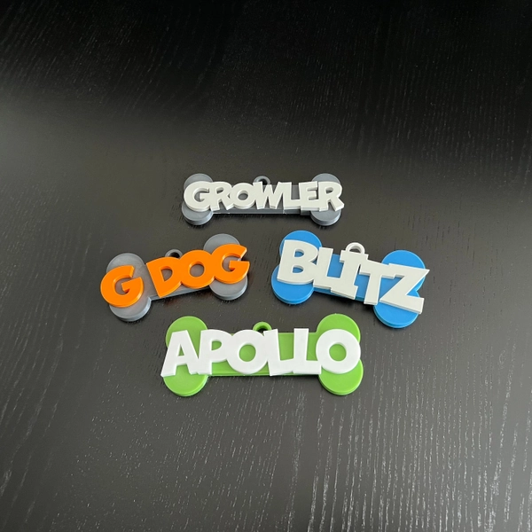 Custom Name Tag for Fursuits - 3D Printed Dog Bone