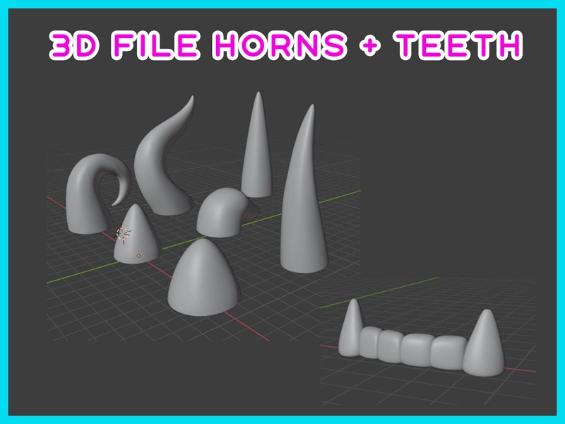 3D Printable Horns + Teeth (FILE ONLY)