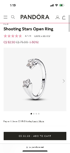 Shooting Stars Open Ring