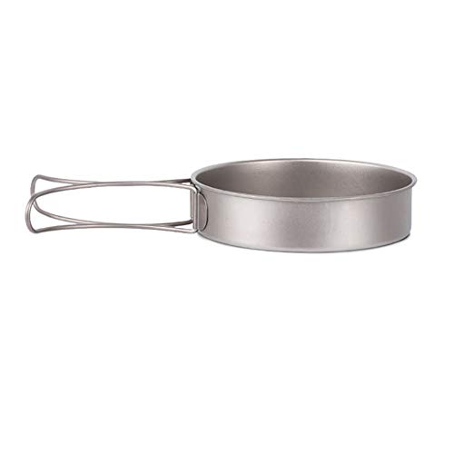 Lixada Camping Cookware Titanium pot Outdoor pot Ultralight Titanium Frypan Outdoor Camping Hiking Picnic Cooking Frying Pan， can be used for camping backpack trekking - handle