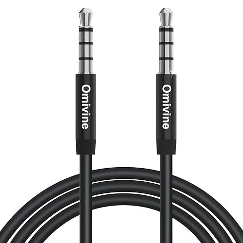 Omivine 3.5mm Audio Cable 4-Pole TRRS Aux Male to Male Microphone Cord for Car, Headphone, Smartphone, Speaker, Laptop PC TV, MP3, Echo Dot, Tablet, Home Stereos, Laptop and More – 1M Black - 3.5 to 3.5/Black