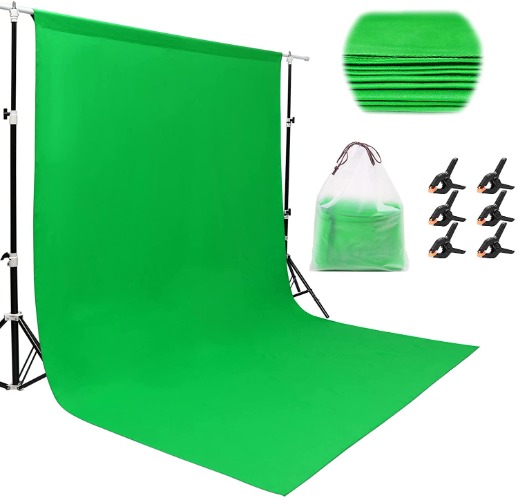Miorkly Green Screen 1.8×2.8m Photo Backdrop,Thicken Green Cloth Backdrop,Foldable Green Screen Rollup Cloth Photo with 6 Piece Clips+Bag,for Photo Wall Photo Studio Photography(Stand not included)