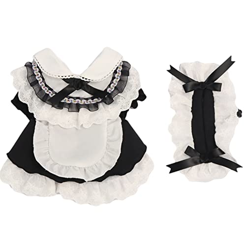 apott Pet Maid Outfit Cat Princess Dresses Adorable Costume with Headwear for Cats Dogs Birthday Party Black M - Medium - Black