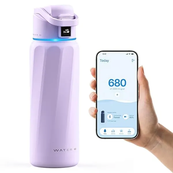 BOOST Smart Water Bottle with Reminder to Drink Water & Water Tracker Bottle - Double Wall Vacuum Insulated Water Bottle Stainless Steel, Wide Mouth 32 oz Water Bottles, Ideal for Gift - Purple - Insulation - Purple