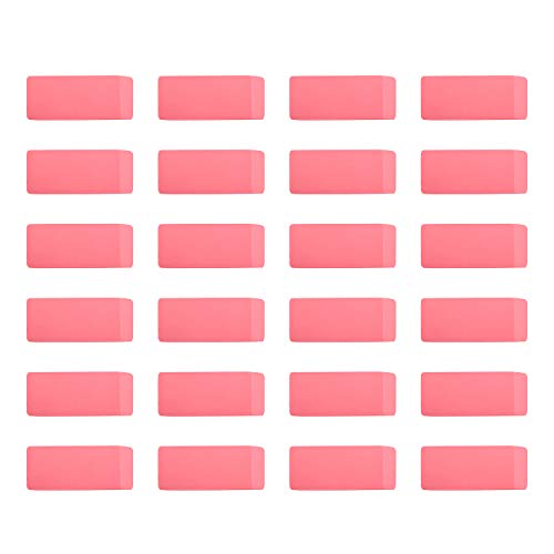 Amazon Basics Rectangular Eraser, 24 Count, Pink - 24 count