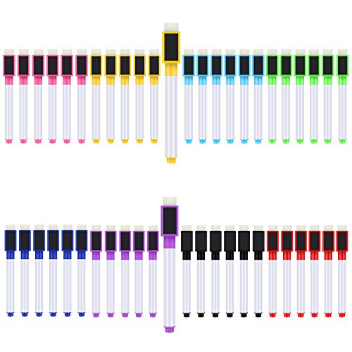 Abaokai Magnetic Dry Erase Markers 48 Pack Whiteboard Erase Markers with Erasers Cap for Whiteboard, Dry-Erase Boards, School, Office and Home (Mix Color) - Mix Color