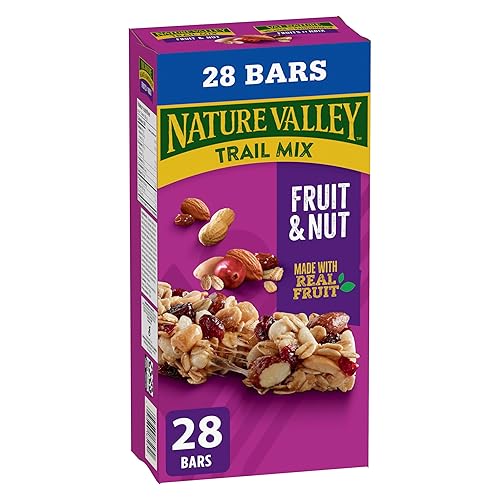 NATURE VALLEY - VALUE PACK SIZE - Fruit and Nut, Almonds, Raisins, Peanuts, Cranberries Granola Bars, Pack of 28 Bars, 980 Grams Package, Whole Grains, No Artificial Colours, No Artificial Flavours - Bars