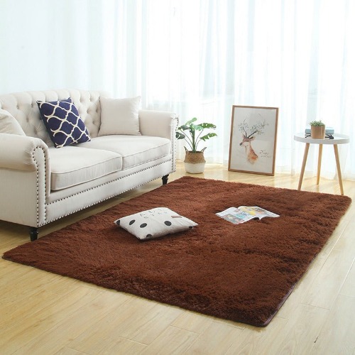 Soft Shaggy Living Room Rug - Brown / 39" x 63" (100x160cm)