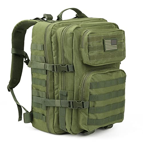 REEBOW GEAR Military Tactical Backpack Large Army 3 Day Assault Pack Molle Bag Boys Backpacks for School Army Green - Army Green
