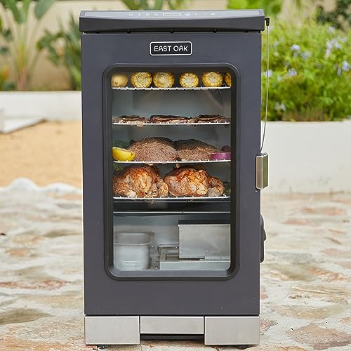 EAST OAK 30" Digital Electric Smoker, Outdoor Smoker with Glass Door and Meat Thermometer, 725 Sq Inches of Cooking with Remote, 4 Detachable Racks Smoker Grill for Party, Home BBQ, Night Blue - 30“ Smoker w/ window, Night Blue
