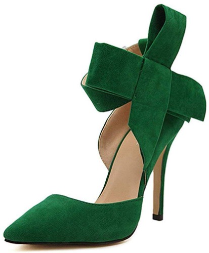 Z&L Fashion Women's Pointy Toe High Heel Stiletto Big Bow Dress Pumps - 7 Green
